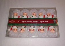 Kurt Adler 10-Light Christmas String Light Set, Santa Heads