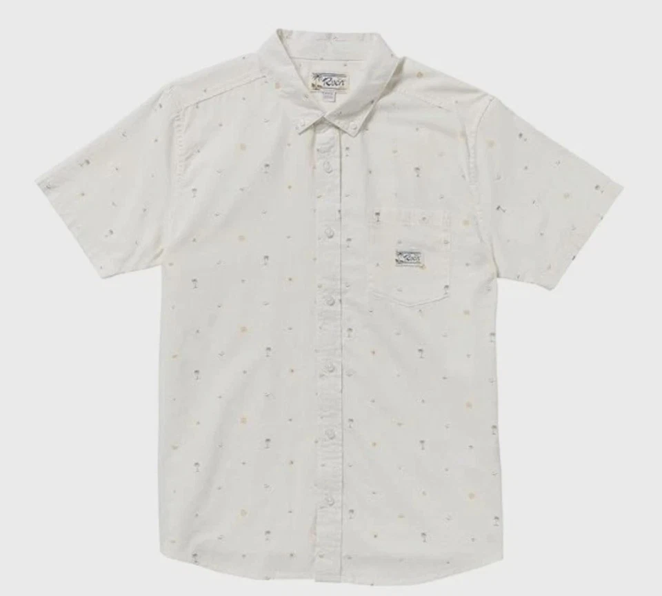 Camisa de manga corta RVCA Exotica Seersucker para hombre envío gratuito nueva con etiquetas mediana Foto 4 de 4