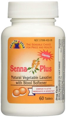 Health Star Senna Plus Natural Vegetable Laxative Stool Softener Tablets 60ct
