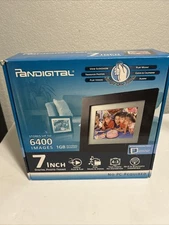 Pandigital Panimage 7" Digital Photo Frame Remote 4000 Images Black Gold Frame