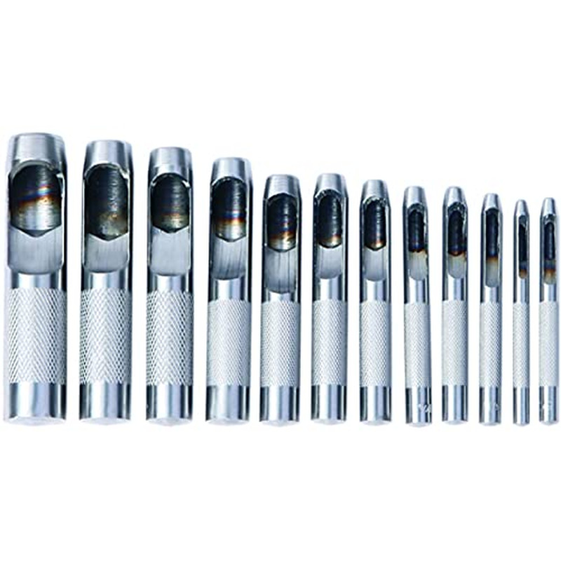 Harden Pro Hollow Hole Punch Set - 12 Piece Heavy Duty CRV Steel Punch Tool - Zi