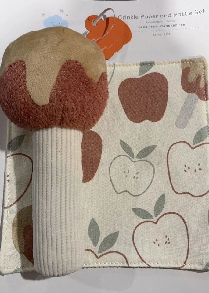 Rattle and Crinkle Paper Apple 2 pc Baby Toy - Cloud Island NWT - Image 2 of 3