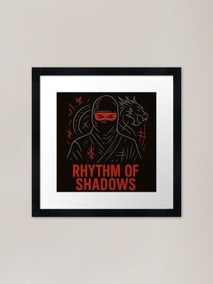 Schattenrhythmus - Ninja und Drache Pu gerahmtes Wandbild Poster Leinwanddruck Bild