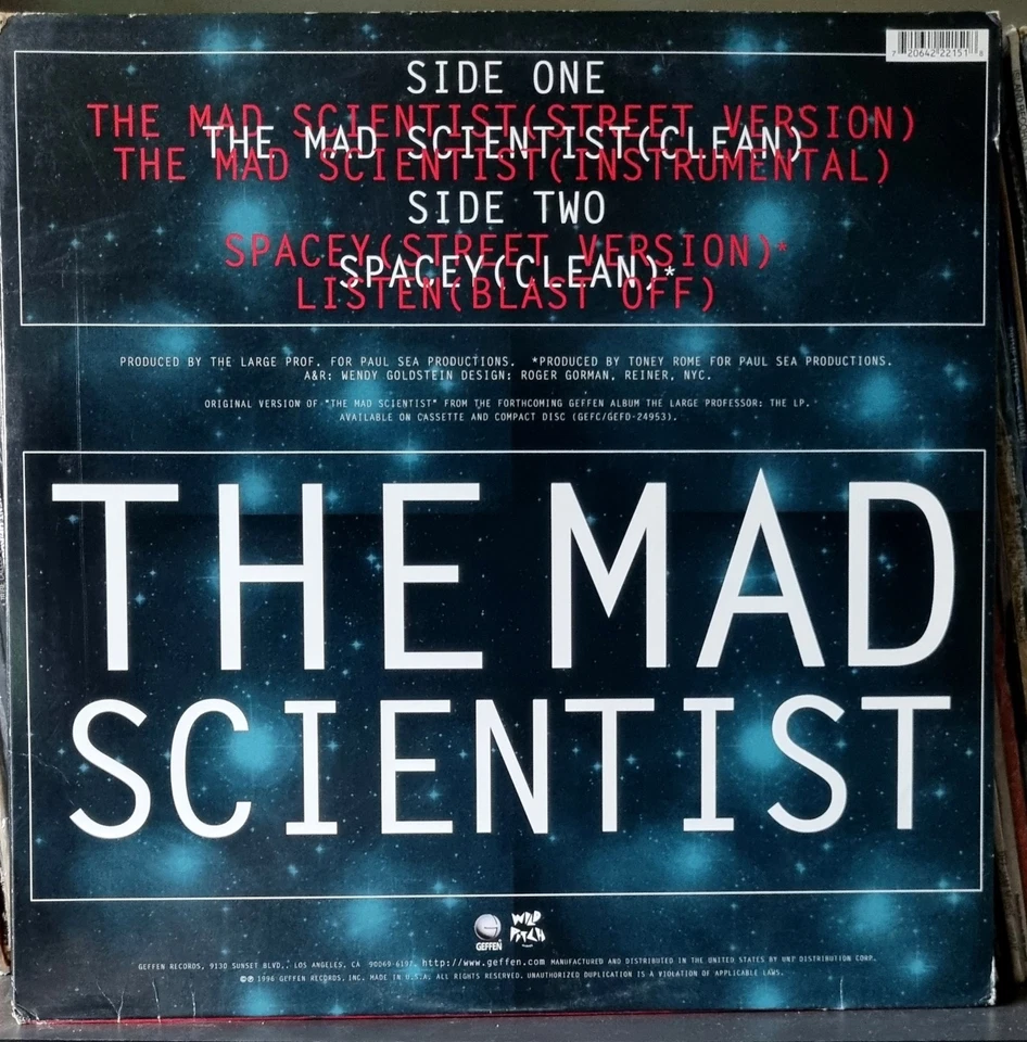 The Large Professor – The Mad Scientist / Spacey / Listen (Geffen) 1996 12" - image 3 of 3
