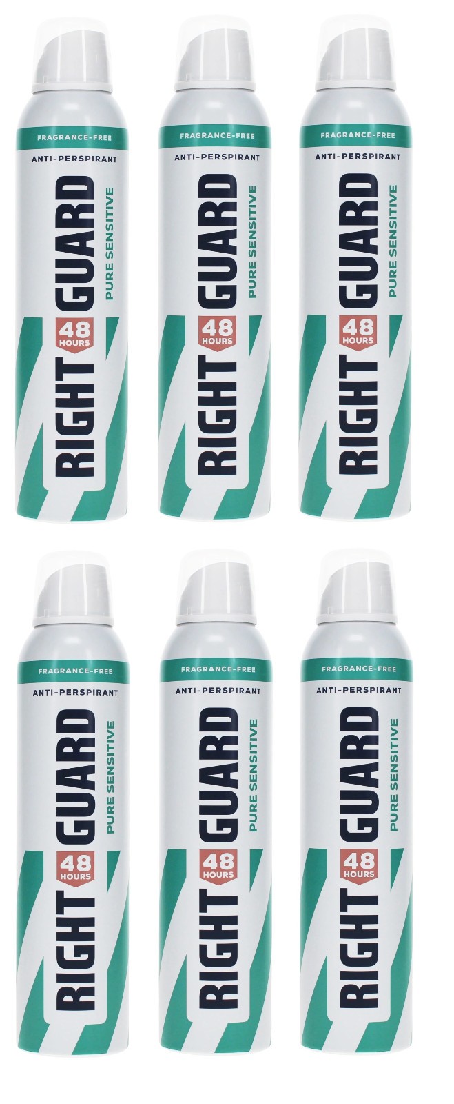 6 x Right Guard Women Pure Sensitive Total Defence 5 Deodorant 250ml