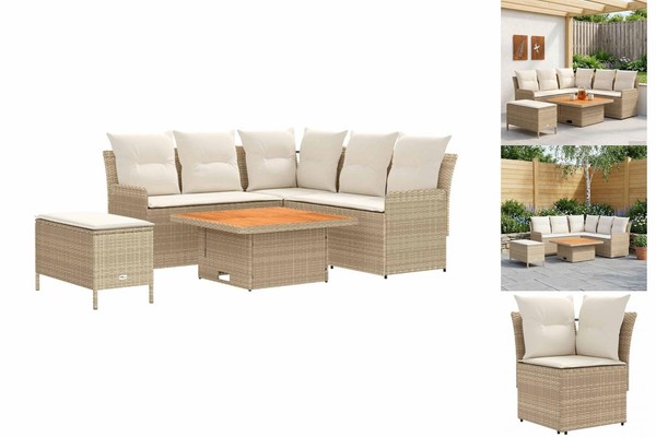 MöBelsets Mit Kissen 5 Pcs Beige Und Creme Pe-Rattan-image