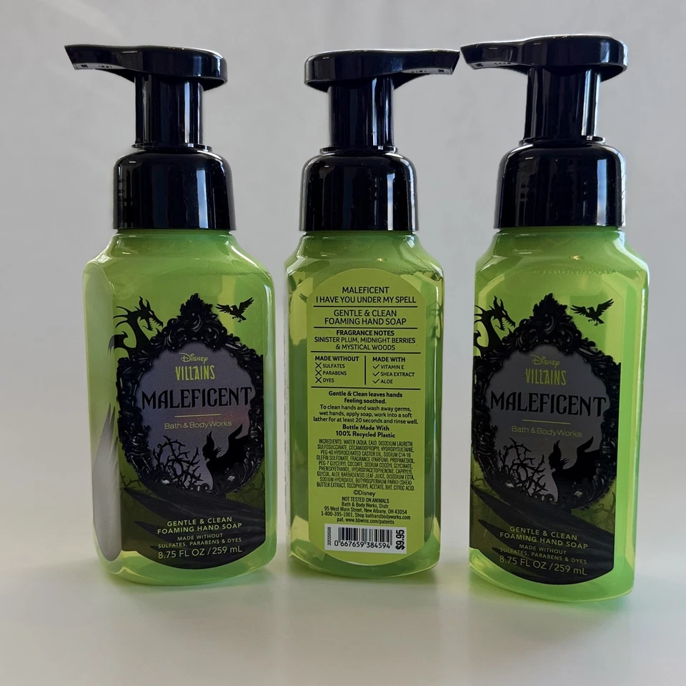 3 x Bath & Body Works Disney Villans Maleficent Foaming Hand Soap 8.75 fl oz NEW - Image 3 of 4