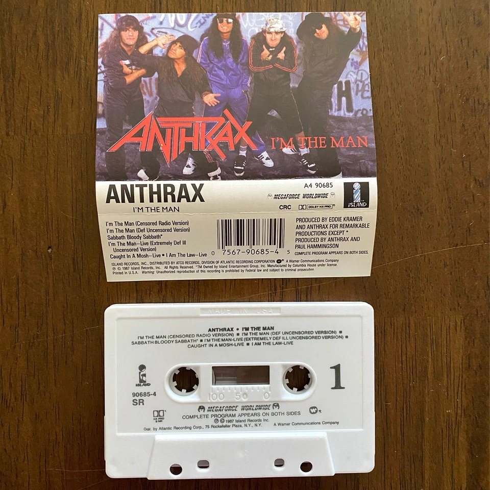 Anthrax I'm the Man (Cassette, 1987) 80s Thrash Metal, white shell, TESTED FULLY - Image 4 of 4