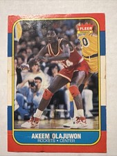 Akeem Hakeem Olajuwon 1986 Fleer Basketball Rookie Card #82 Rockets RC Low Grade. rookie card picture