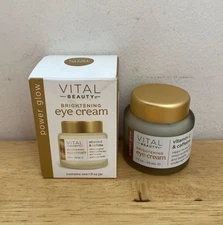 Vital Beauty Brightening Eye Cream Power Glow Ant-aging Vitamin C Caffeine 1 oz