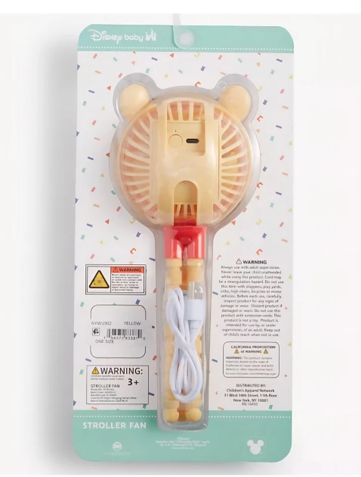 NIB! Disney Baby Winnie the Pooh Stroller Fan Rechargeable USB Auto Stop Tech - Image 2 of 4