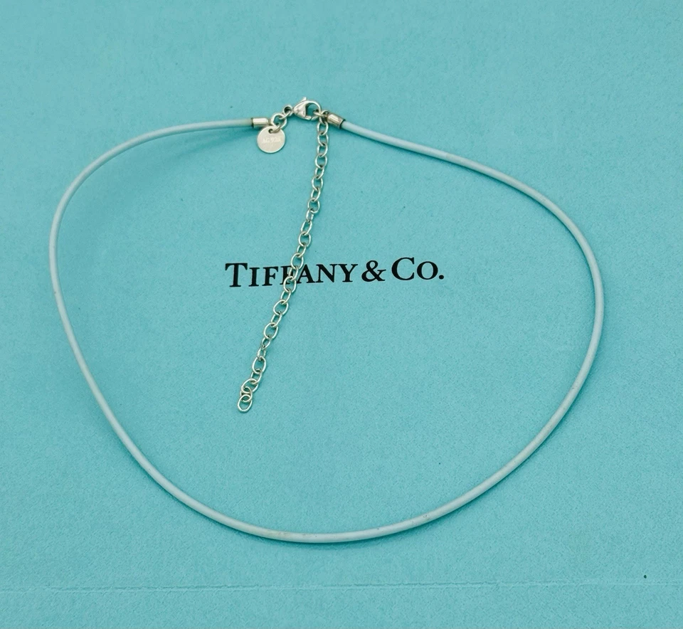 Tiffany & Co. Collar de goma azul cordón SS collar ajustable 16,5” Foto 4 de 4