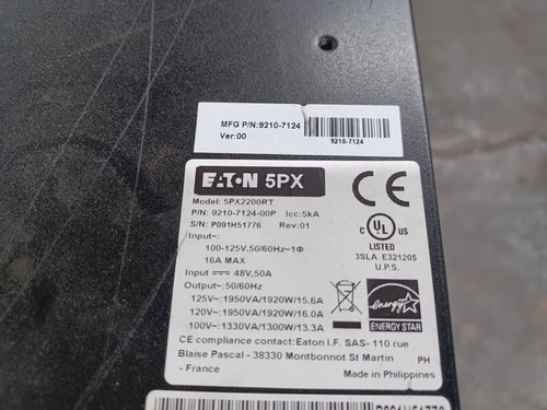 EATON 5PX2200RT LINE INTERACTIVE UPS TOWER W/ BATTERY 1950VA 125V 9210-7124-00P - 第 4/4 張圖片