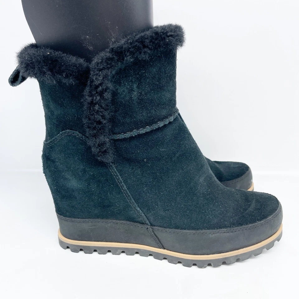 UGG Mujer Malvella Piel de Oveja Cuña Botines Gamuza Negro Talla 9 Foto 3 de 4