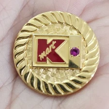 K Mart 10 Year Employee Service Award Goldtone Gold Tone Filled Award Pin Brooch