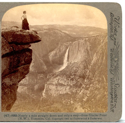 California, A Mile Straight Down & Only A Step--Underwood Stereoview L14