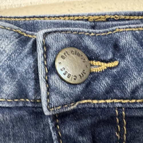 Art Class Jeans Girls 16 Blue Distressed Ripped Knee Frayed Hem Skinny Stretch - Picture 7 of 11