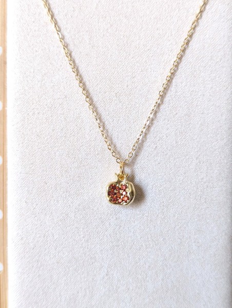 Alternate view of Gold Plated Pomegranate Fruit Charm Necklace Pendant Gift For Her Minimalist