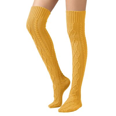 Women's Cable Knit Thigh High Boot Socks Extra Long Winter Stockings Leg Warmers