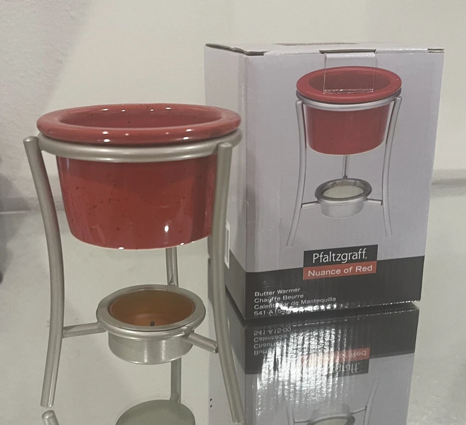 Pfaltzgraff butter warmer & candle Red ceramic  - Image 3 of 4