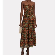 $725 Ulla Johnson Evanthe Floral Chiffon Midi Dress Size 12