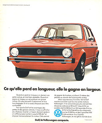 REKLAME WERBUNG 015 1975 VOLKSWAGEN la GOLF