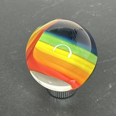 Contemporary Handmade Art Glass Marble 1.31'' Large Wave of Color With Clear Core
