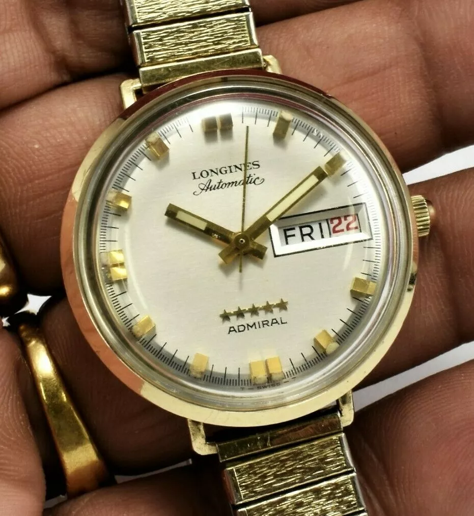 LONGINES Automatic 5 Star Admiral 10K Gold Plated Men Watch Day
