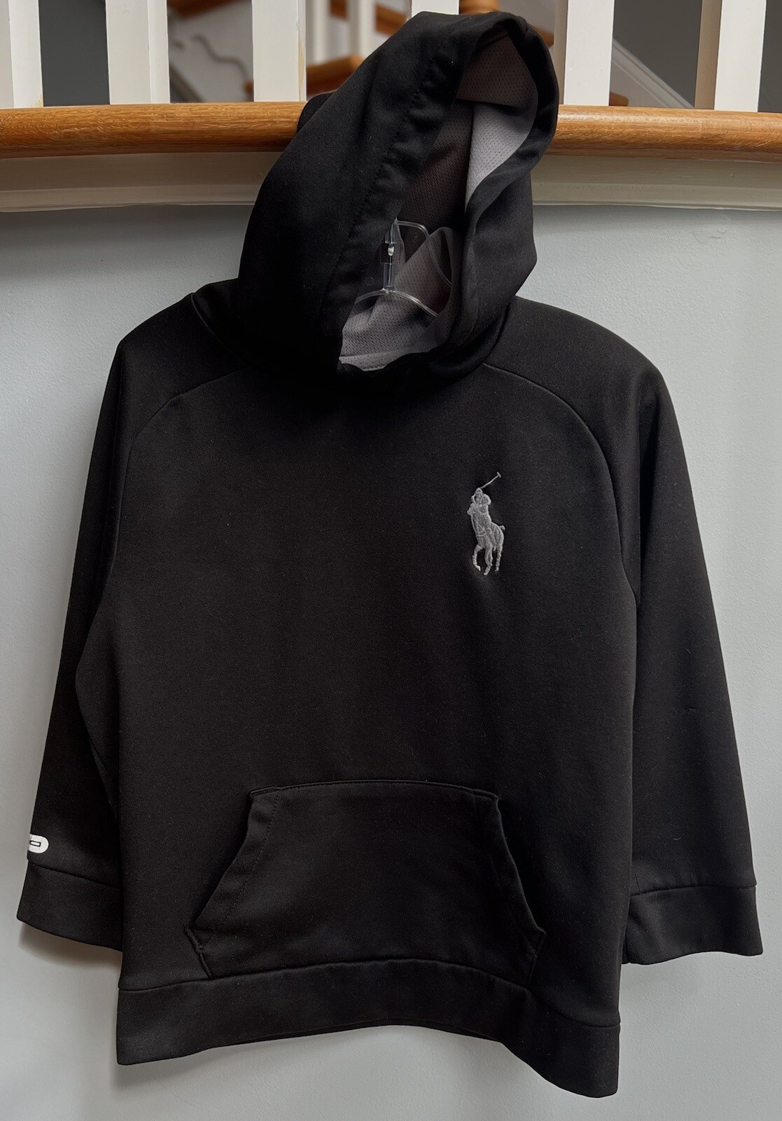 POLO ragazzo Ralph Lauren pullover poliestere pullover nero grigio logo pony taglia 7