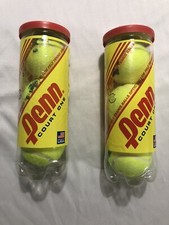 Lot Of 2 Cans Of 3 Brand Penn Court One Tennis Balls Optic Yellow Felt - Sealed