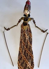 Vintage West Java Wayang Golek Sita Wooden Rod Puppet Marionette 25”
