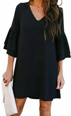V-Neck Bell Sleeve Shift Dress Dress | eBay