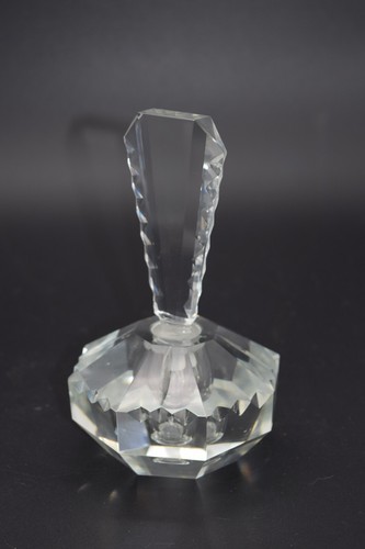 ART DECO Perfume Bottle / Inkwell Heavy Hand Cut Crystal Art Glass w Stopper - Picture 5 of 9