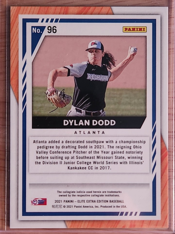 2021 Panini Elite Extra Edition Status Green 96 Dylan Dodd /499 (RC