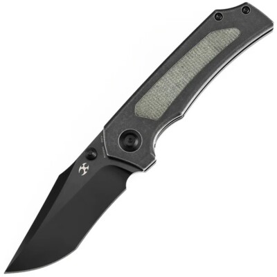 Kansept Knives Fermi Linerlock Titanium & Micarta Folding CPM-20CV Knife K1122A1