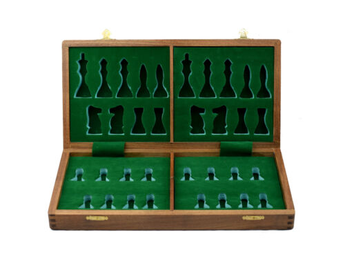 A-Minus Chess Board 18'' Acacia Wood Solid Folding Storage Handmade India - Picture 6 of 8