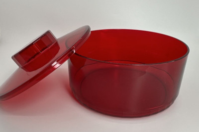Tupperware Red Preludio Container Bowl Lid Acrylic Candy Snack Stackable VTG NOS