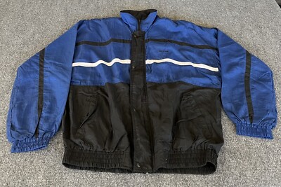 Pierre Cardin Mens L NWT VTG Windbreaker Jacket Blue Black Colorblock Hip Hop 