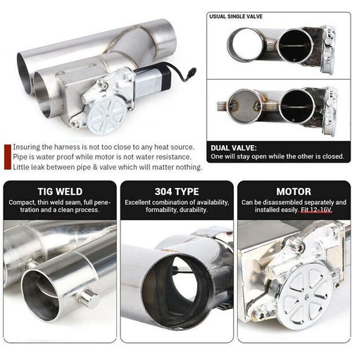 2.5" Double Electric Exhaust Dual Valve Y Pipe Control Valve w/ Remote Switch - Picture 8 of 21