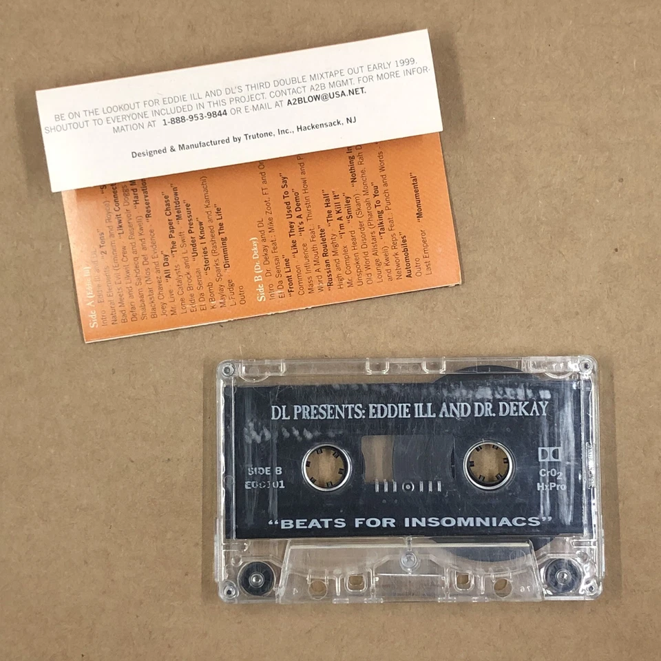 BEATS FOR INSOMNIACS Cassette Tape 90s DJ CUT UP DR DEKAY EDDIE ILL BLACK STAR - Image 3 of 4