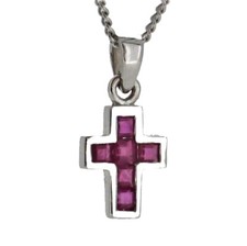 Kinder Taufe Kommunion Firmung Kreuz Rubin Edelsteine rot Echt Weiß Gold 585