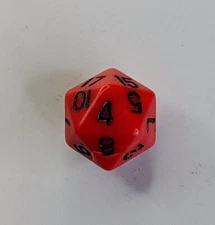 Vintage 1990s The Armory d20 RPG Die Opaque Red/Black Taiwan Mould