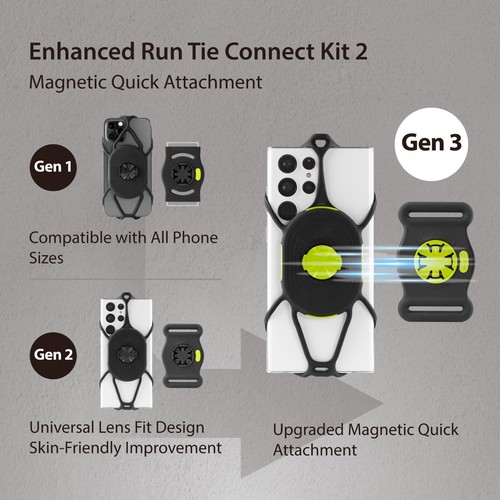 Bone Original Tie Connect Kit 2 Support Téléphone Rotatif Magnétique 360 pour Run + Vélo - Photo 10 sur 22