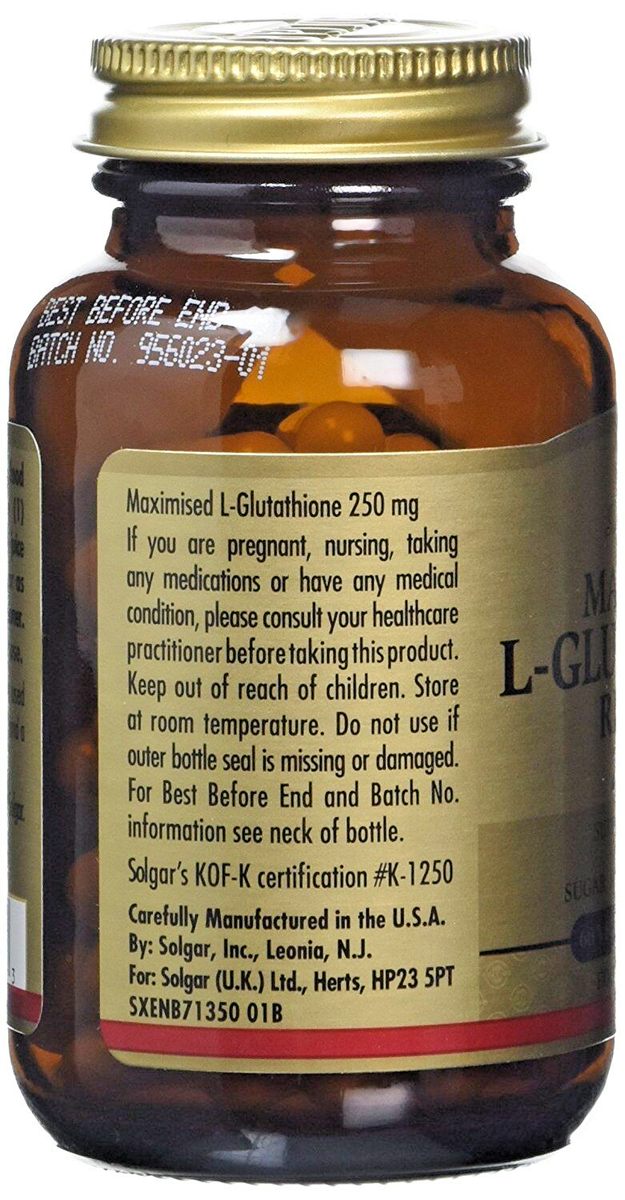 solgar l glutathione 250 mg reviews Solgar Maximised L-Glutathione Reduced 250mg 60 vegetable capsules