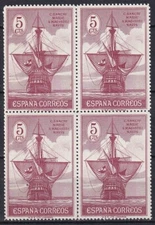 Spain 1930 Edifil 534 America Discovery Nao Santa Maria ships boats block 4 MNH