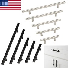 Black / Silver Kitchen Cabinet Pulls Stainless Steel Drawer T Bar Knobs Handles