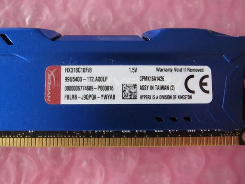 Kingston 8 GB DIMM 1866 MHz PC3-14900 DDR3 SDRAM Memory (HX318C10F8) HyperX - Picture 1 of 2