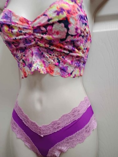 Victoria's Secret Sujetador y Bragas de Barlette de Encaje Conjunto de 2 Piezas Talla S/M Púrpura Rosa - Imagen 10 de 24