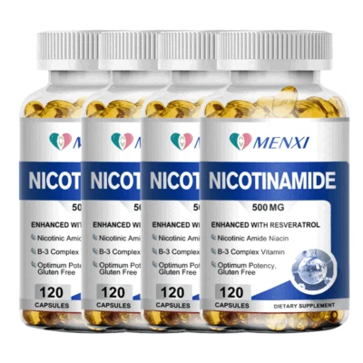 MENXI Vitamin B3 500 mg - 120 Kapseln Nicotinamid + Resveratrol, hochdosiert | VEGAN
