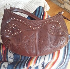Hand Tooled Leather Western Style Purse, Paraguay, Southwestern